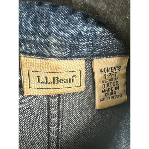 Vintage LL Bean Dress Womens Small Blue Denim Mini Button Western Boho Bohemian - Picture 2 of 8